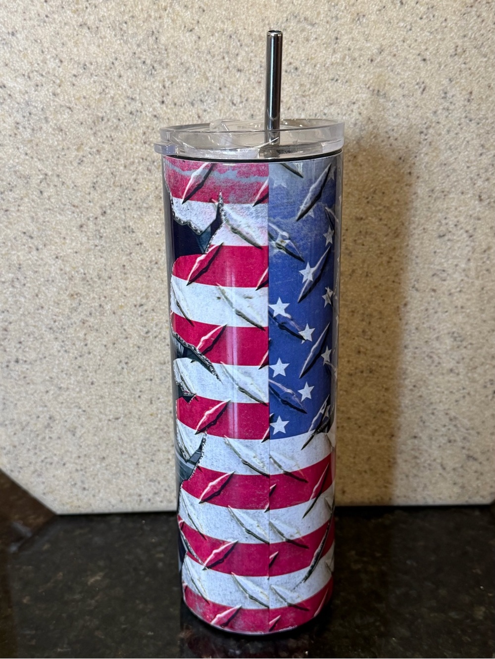 American Flag Stainless Steel Tumbler - Red, White & Blue 20oz